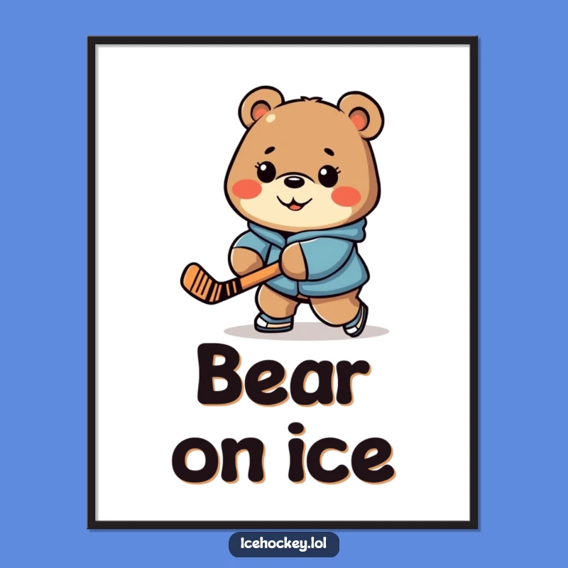 Funny Bear Digital Art - Determined Hockey Print, Amazing Funny Gift