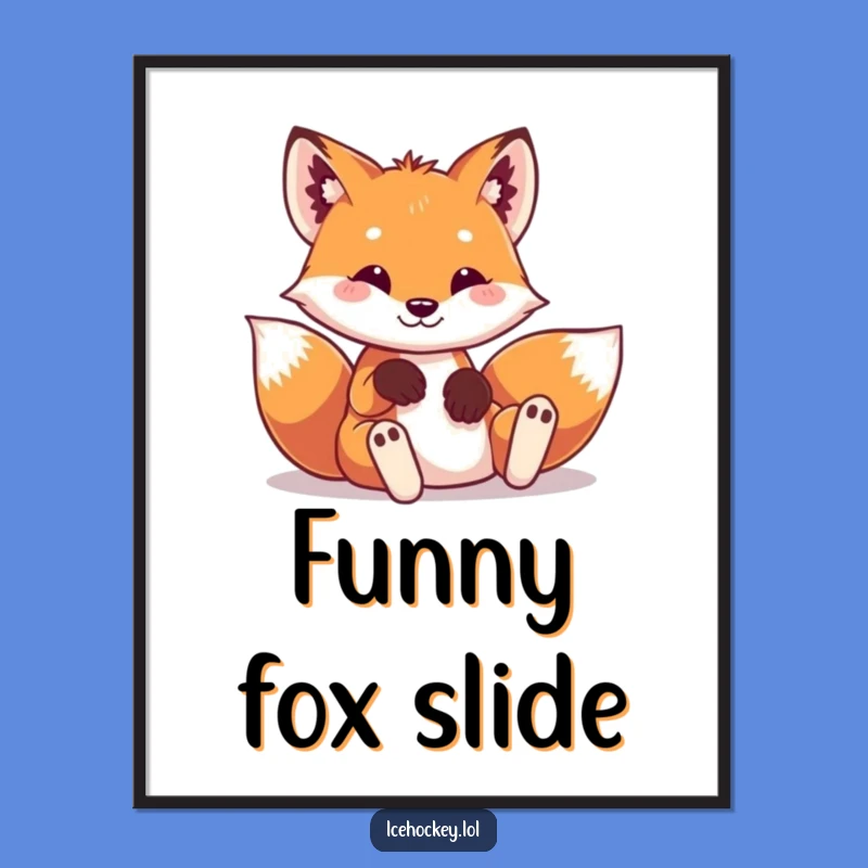 Funny Fox Digital Art - Playful Hockey Print, Amazing Funny Gift