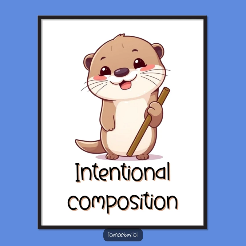 Funny Otter Ice Hockey Digital Print: Instant Wall Art for Sports Fans.