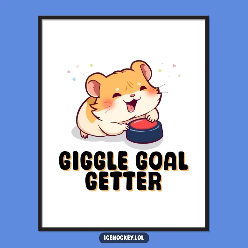 Funny Hamster Hockey Digital Print: Giggling Rodent Slides for Puck, Instant Humor Gift