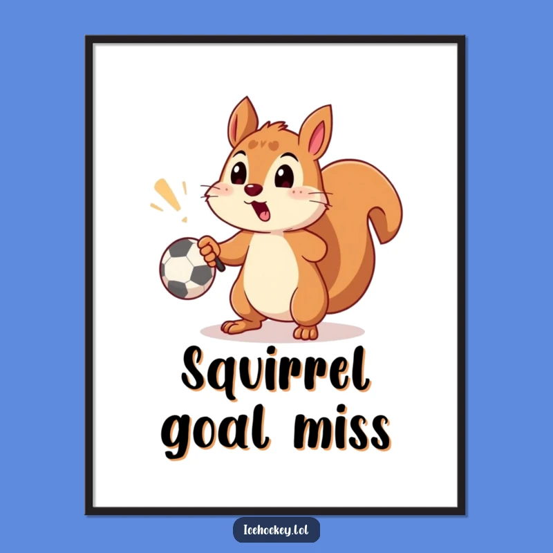 Funny Squirrel Soccer Digital Art - Near Miss Print Gift