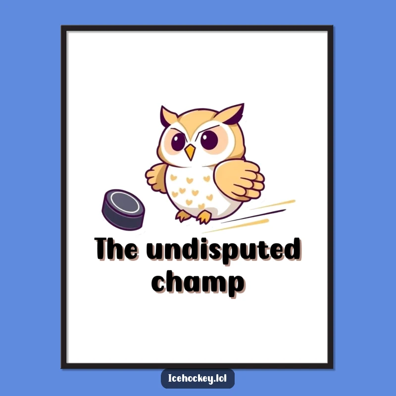 Funny Owl Hockey Digital Art Print - Proud Player Wall Decor