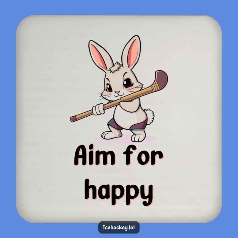 Funny Rabbit Coaster - Determined Hockey Decor, Ideal Funny Gift