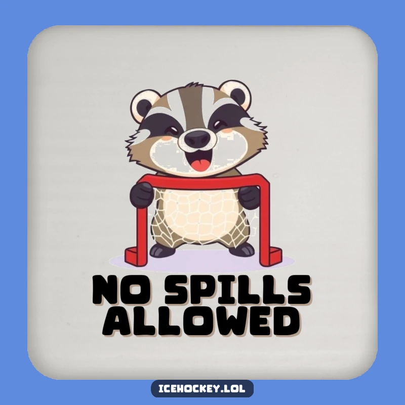 Funny Badger Hockey Coaster: Protect Surfaces with a Fierce Goalie - Unique Funny Gift