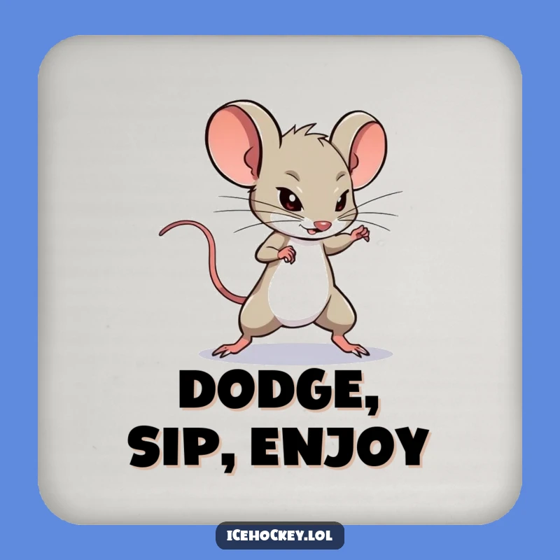 Funny Coasters: Determined Mouse's Deking for Tabletop Hockey Fun