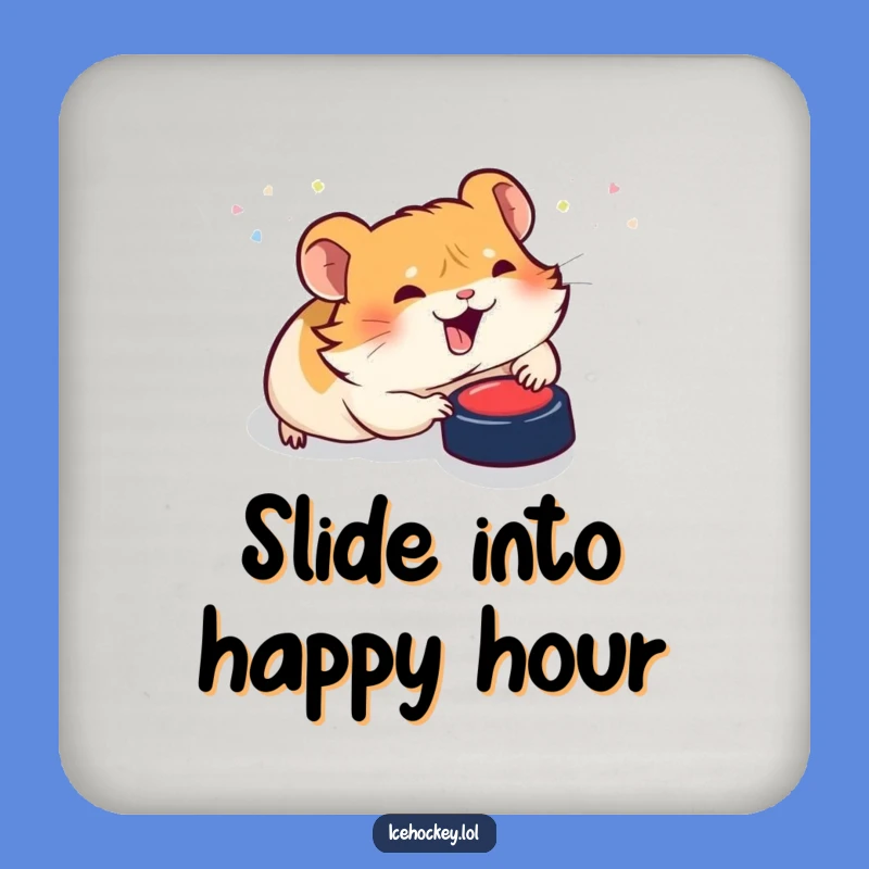 Funny Hamster Hockey Coaster: Giggling Rodent Slides for Puck, Tabletop Humor Gift