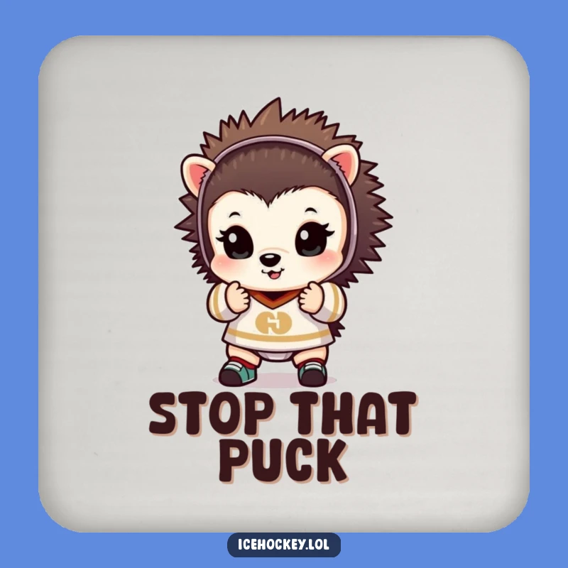 Funny Hedgehog Goalie Drink Coaster: Protect Surfaces with Spiky Defender Charm