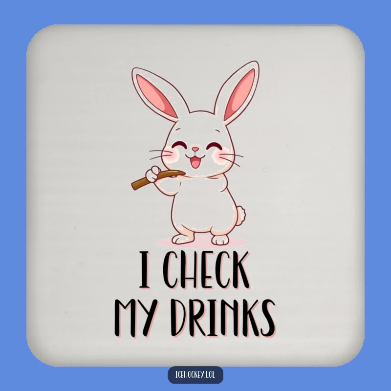 Funny Hockey Rabbit Coaster: Protect Surfaces with Rabbit Checking, Unique Funny Gift