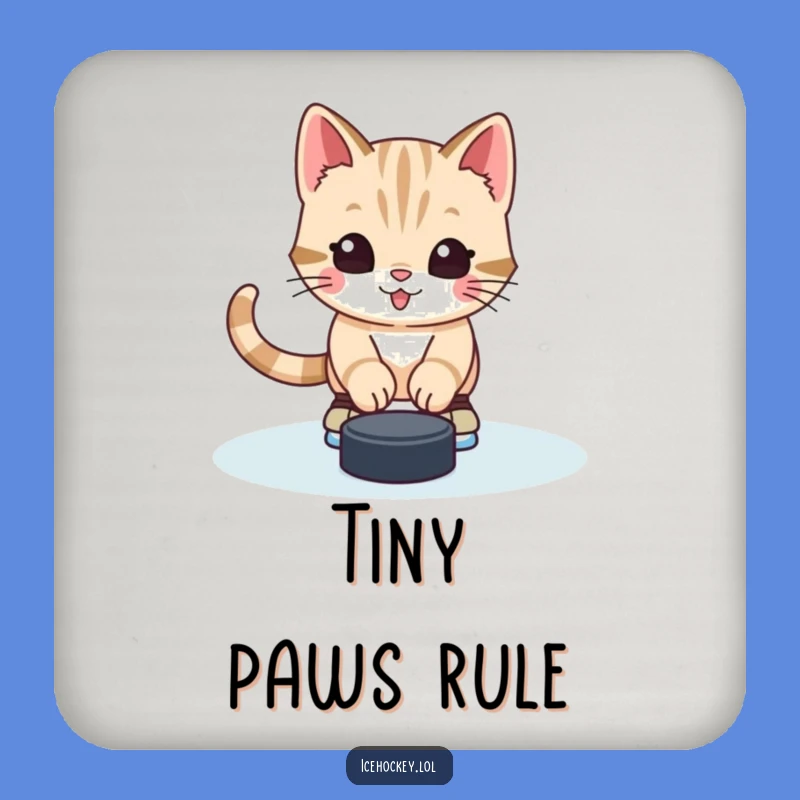 Funny Kitten Hockey Coaster: Alert Goalie - Cute Protection - Hilarious Funny Gift