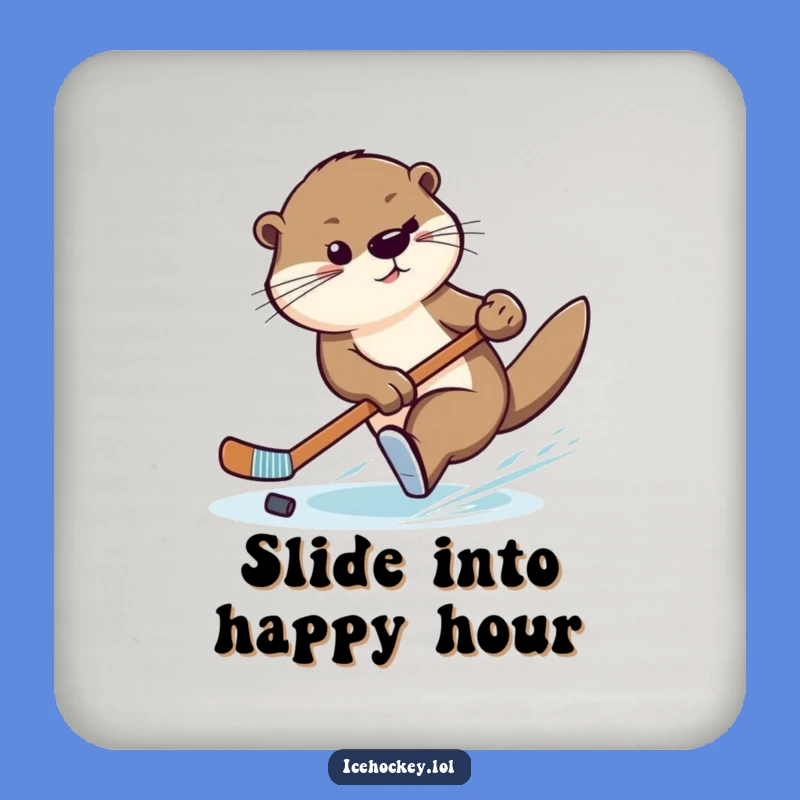 Funny Otter Hockey Drink Coaster: Protect Surfaces with Slick Swimmer Style