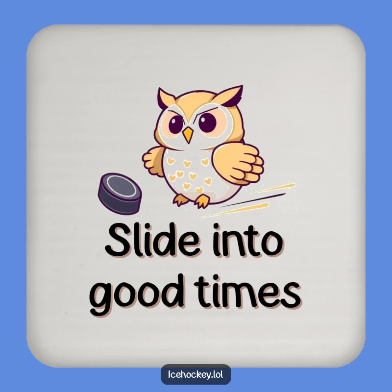 Funny Owl Hockey Drink Coaster - Proud Table Protector Gift