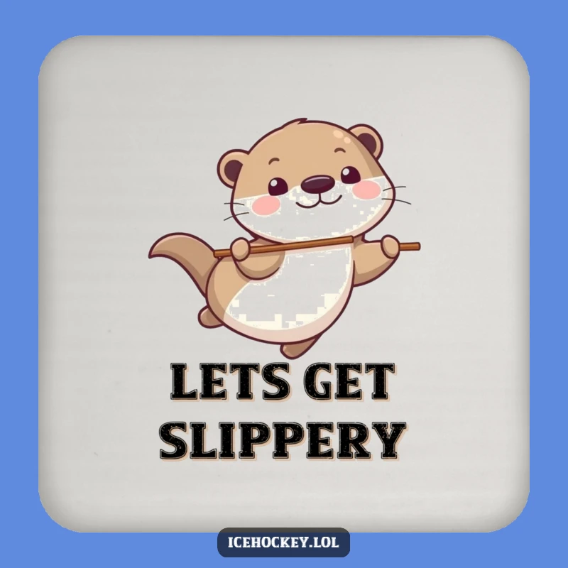 Funny Otter Hockey Coaster: Protect Surfaces with Otter Gliding, Unique Funny Gift