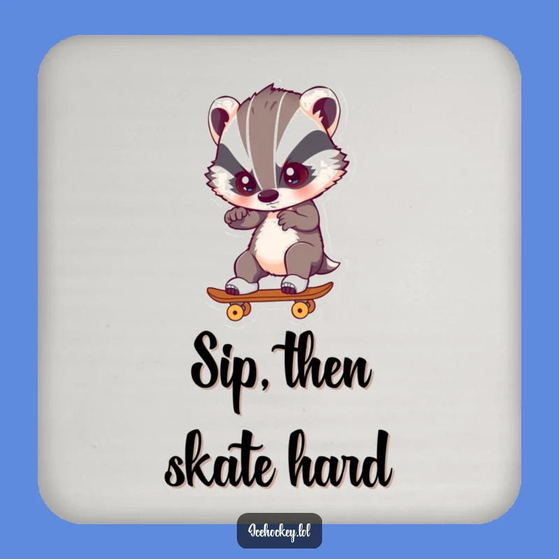 Funny Badger Skating Coasters (Set of 4): Protect Surfaces with Focus Gift