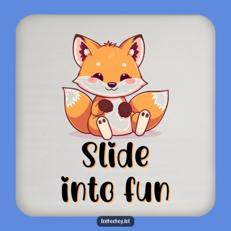 Funny Fox Coaster - Playful Hockey Decor, Ideal Funny Gift