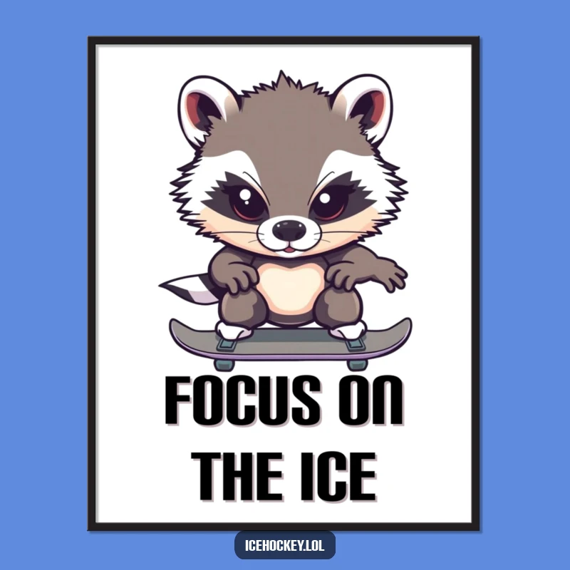Funny Badger Ice Skating Poster: Intense Focus Wall Art