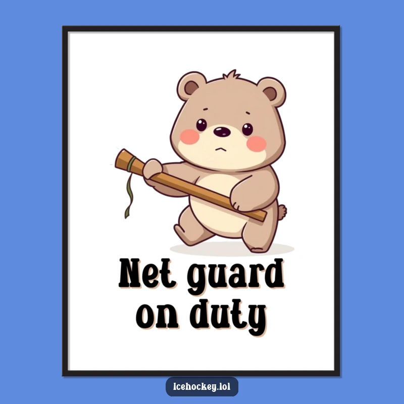 Funny Bear Hockey Poster: Wall Art of a Proud Goalie Bear