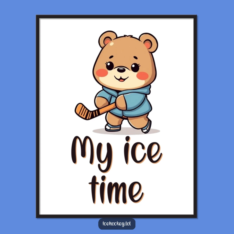 Funny Bear Poster - Determined Hockey Art, Amazing Funny Gift for Walls