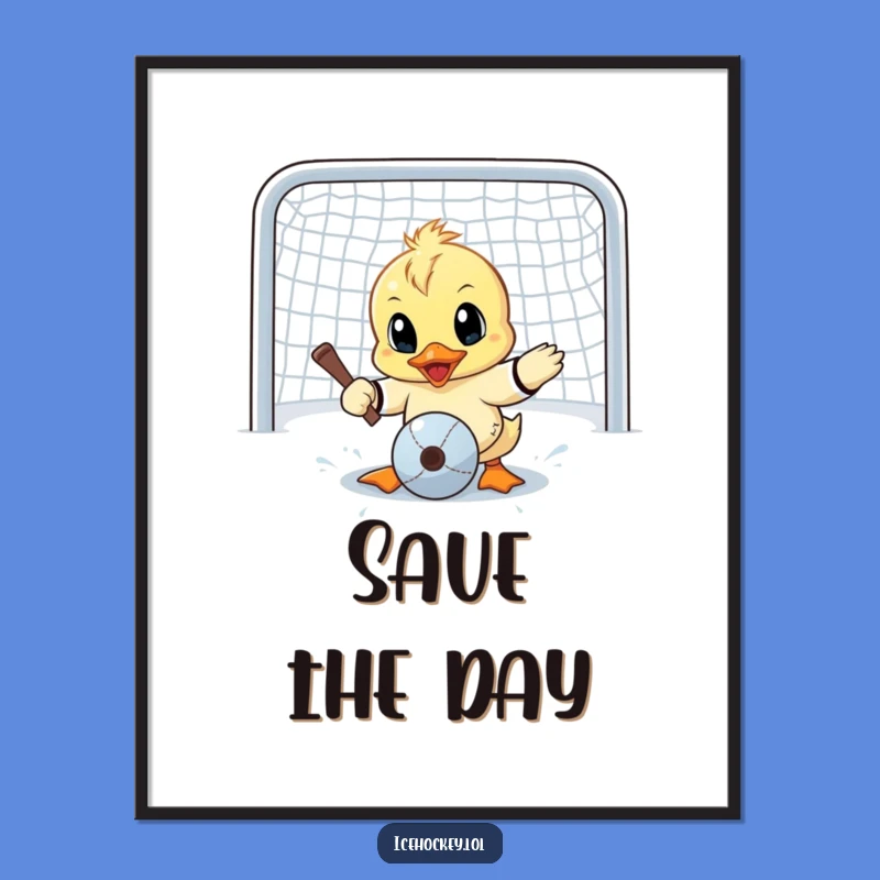 Funny Duck Goalie Poster, Hilarious Wall Art for Cute Decor