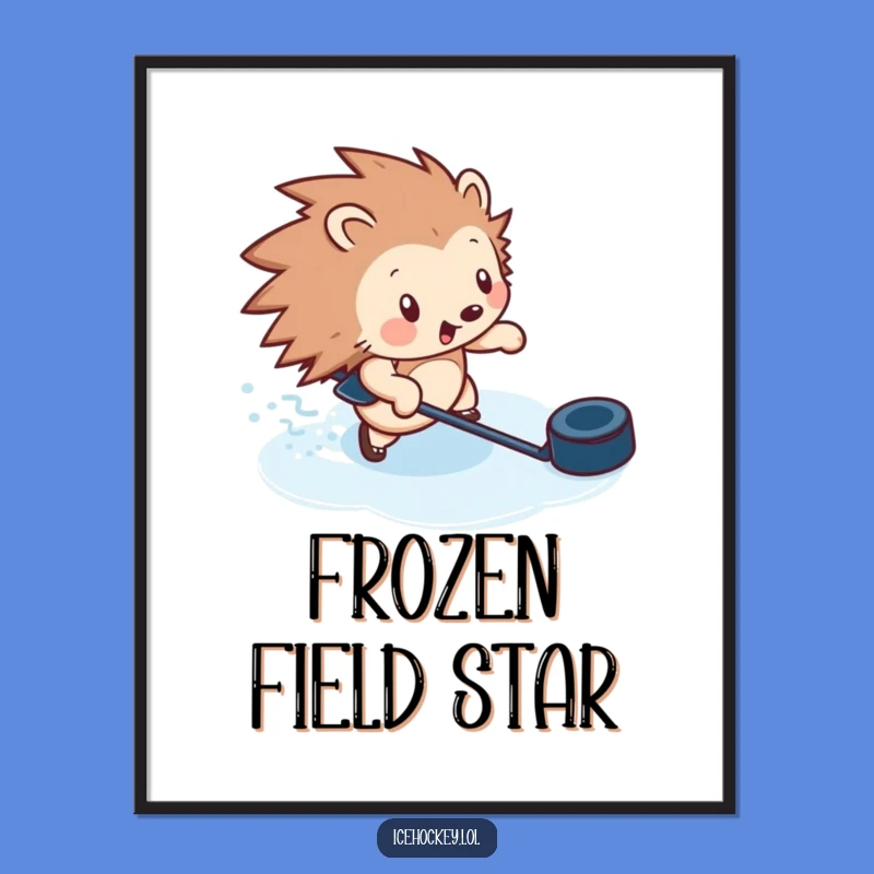 Funny Hedgehog Hockey Poster - Dynamic Ice Player Wall Art