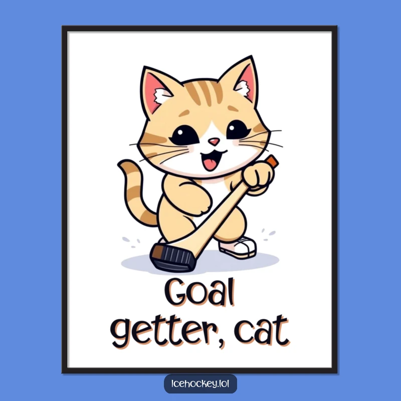 Funny Cat Hockey Poster: Proud Feline Slap Shot for Wall Art