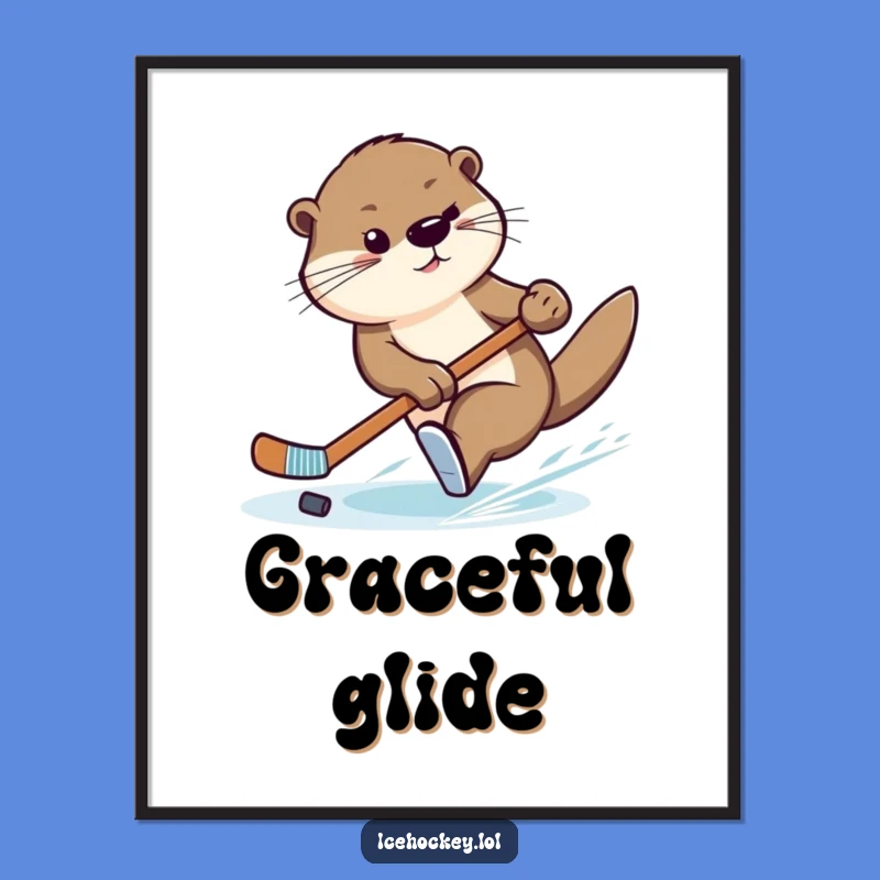Funny Otter Hockey Poster: Graceful Swimmer Art for Hockey Enthusiasts