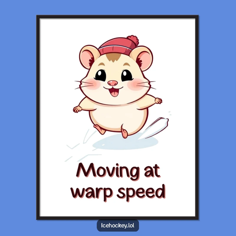Funny Hamster Ice Skating Poster: Joyful Speed for Your Walls