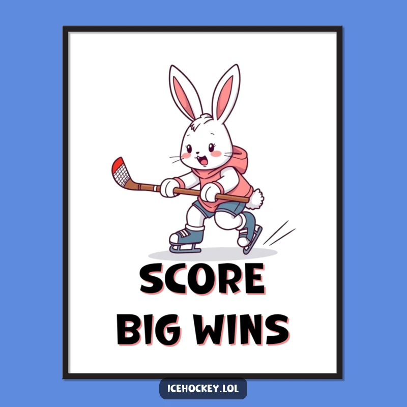 Funny Bunny Hockey Poster, Hilarious Wall Art for Sports Fans