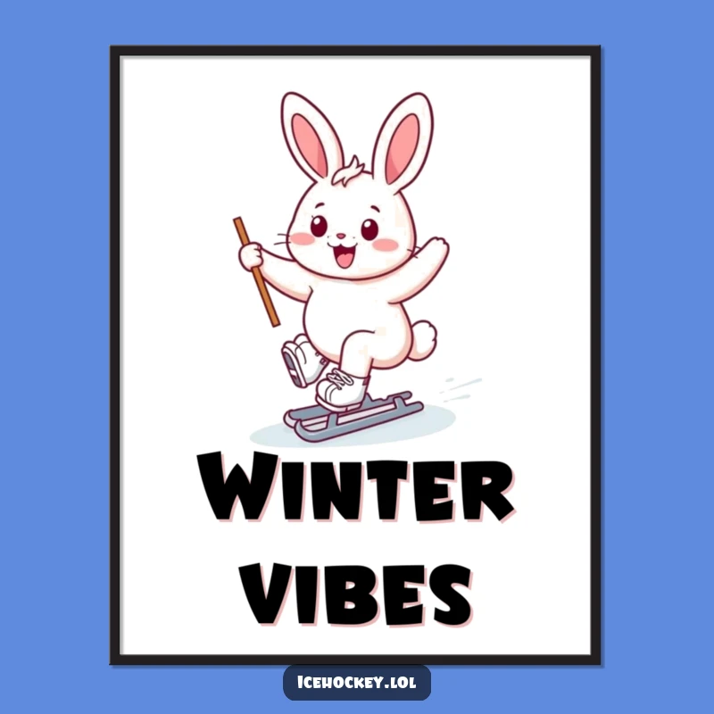 Funny Bunny Ice Skater Poster - Cheerful Wall Art, Perfect Funny Gift