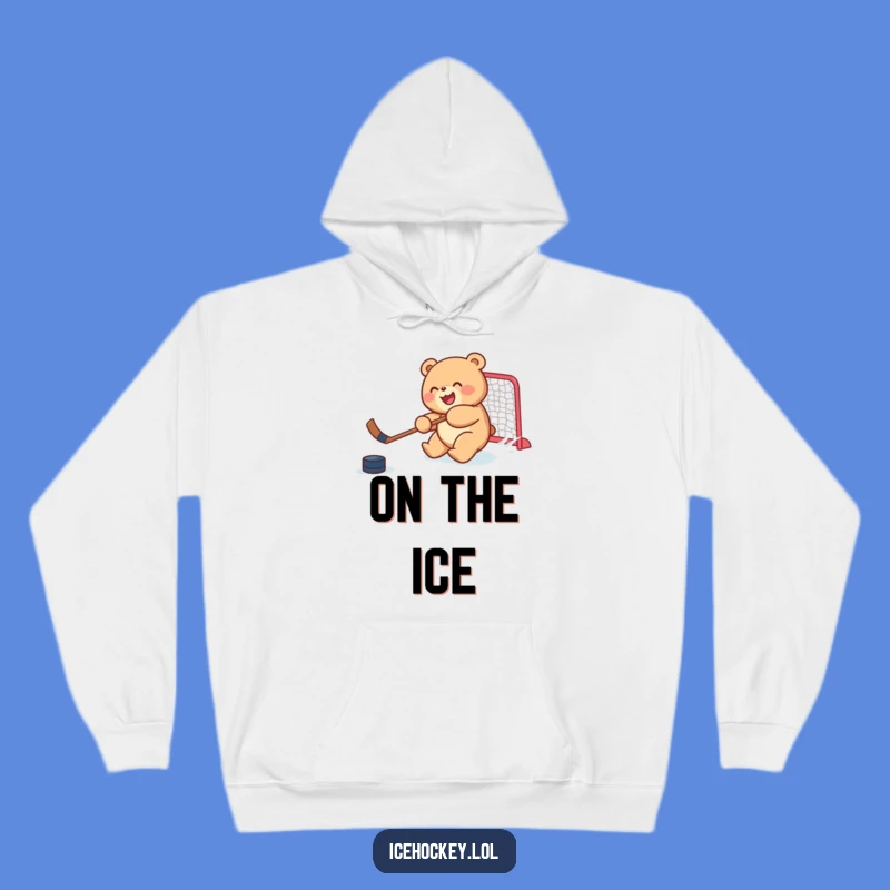 Cozy Funny Bear Cub Hockey Hoodie: Warm Sports Fan Gift