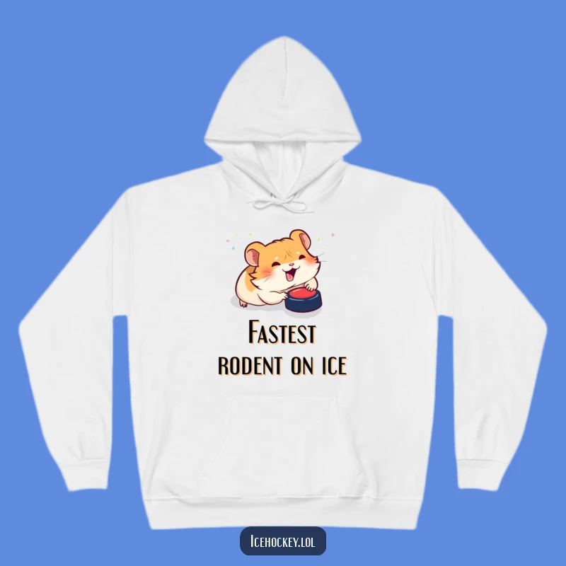 Funny Hamster Hockey Hoodie: Giggling Rodent Slides for Puck, Cozy Fun Gift