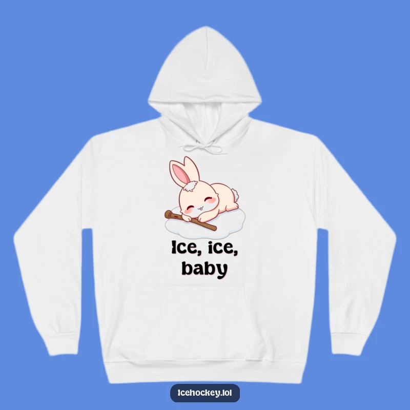 Cozy Funny Rabbit Ice Skating Hoodie: Warm Comfort with Hilarious Art.