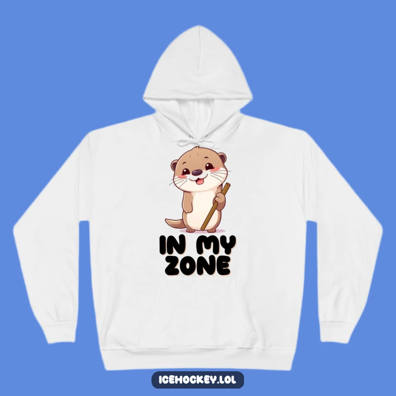 Cozy Funny Otter Ice Hockey Hoodie: Warm Up with Hilarious Sports Art.