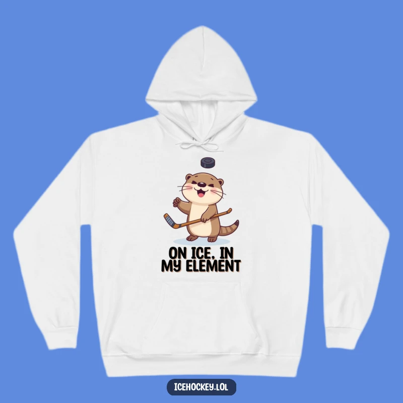 Funny Otter Hockey Hoodie - Cozy and Hilarious Gift for Sports Fans