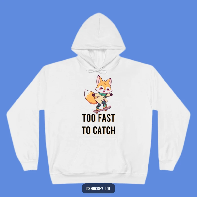 Funny Fox Skating Hoodie: Cozy Joyful Fox Gliding Fast, Best Funny Gift