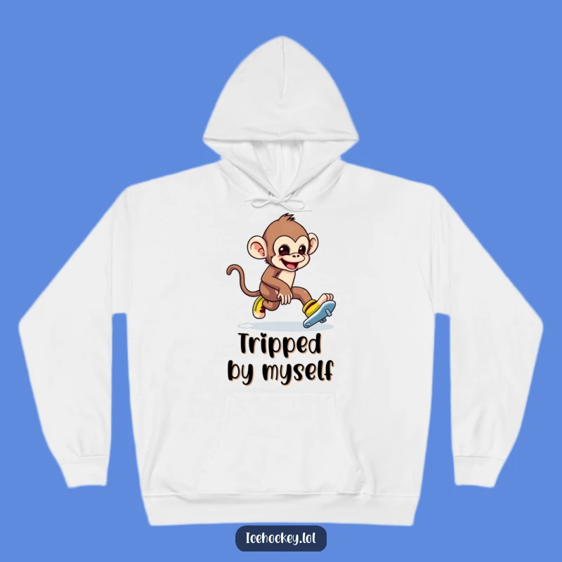 Cozy Funny Monkey Ice Skating Hoodie: Warm Up with Hilarious Prankster Art.