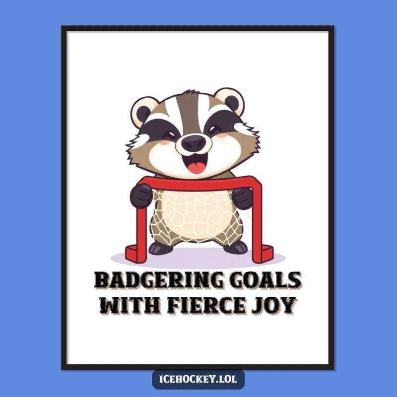 Free Printable Giggling Badger Hockey Wall Art, Downloadable DIY Decor for Fans