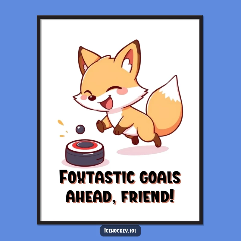 Free Printable Fox Hockey Wall Art - Funny Downloadable Gift for Playful Decor