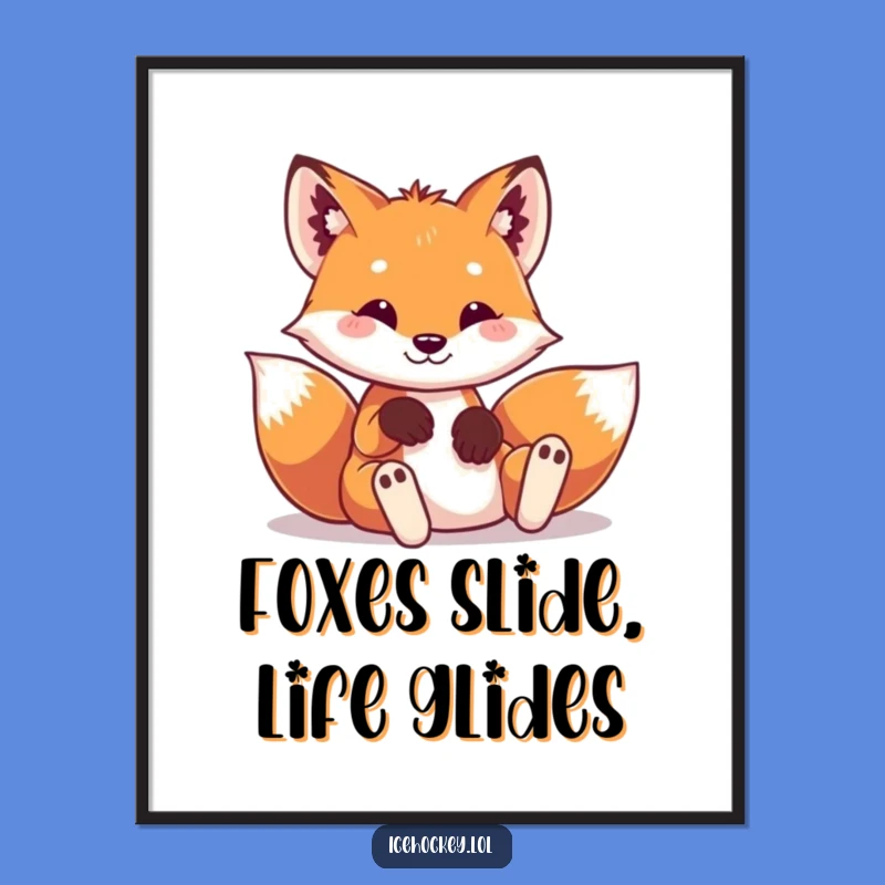 Funny Free Printable Wall Art: Playful Fox Sliding, Hilarious Downloadable Decor!