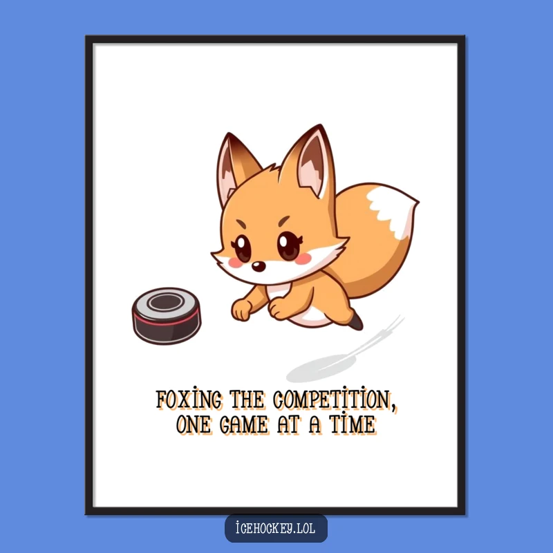 Free Printable Funny Fox Hockey Wall Art, Downloadable DIY Decor for Game Rooms