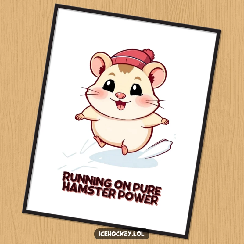 Funny Free Printable Wall Art: A smiling hamster skates at lightning speed across the ice, adding fun decor.