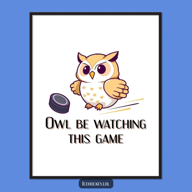Free Printable Owl Hockey Wall Art - Funny Downloadable Sports Decor