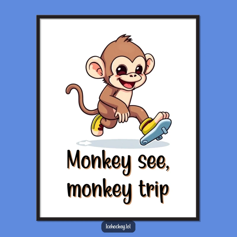 Free Printable Wall Art: Monkey's Skating Chaos Downloadable Decor for a Giggle