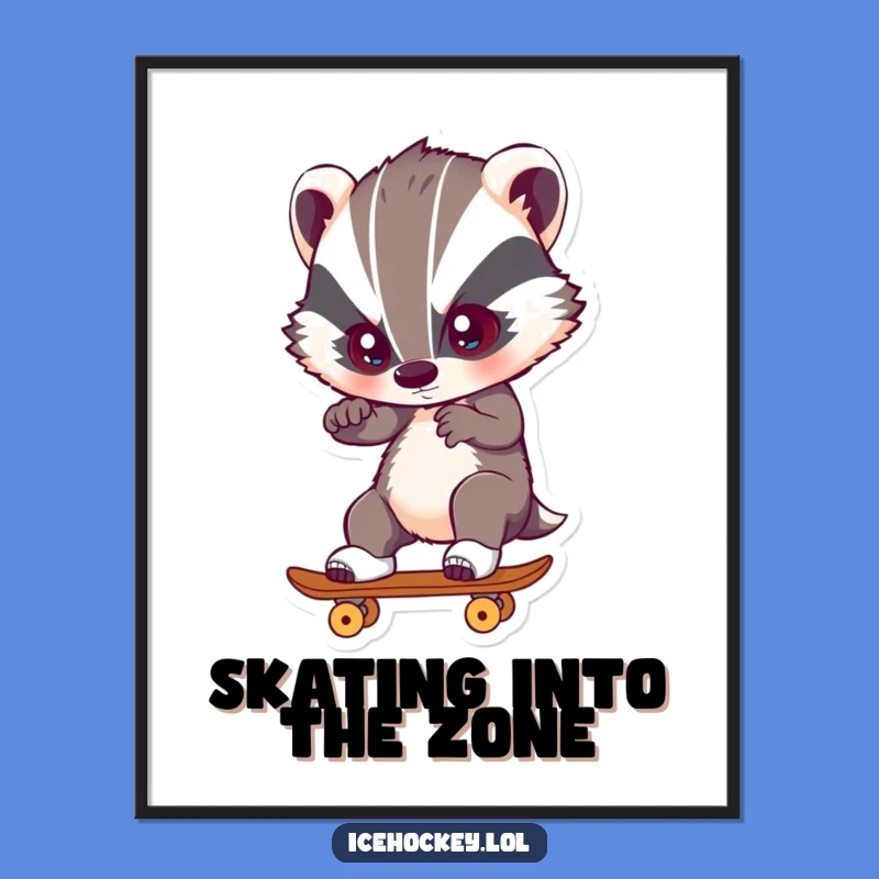 Funny Free Printable Wall Art: Intense Skating Badger, Downloadable Decor