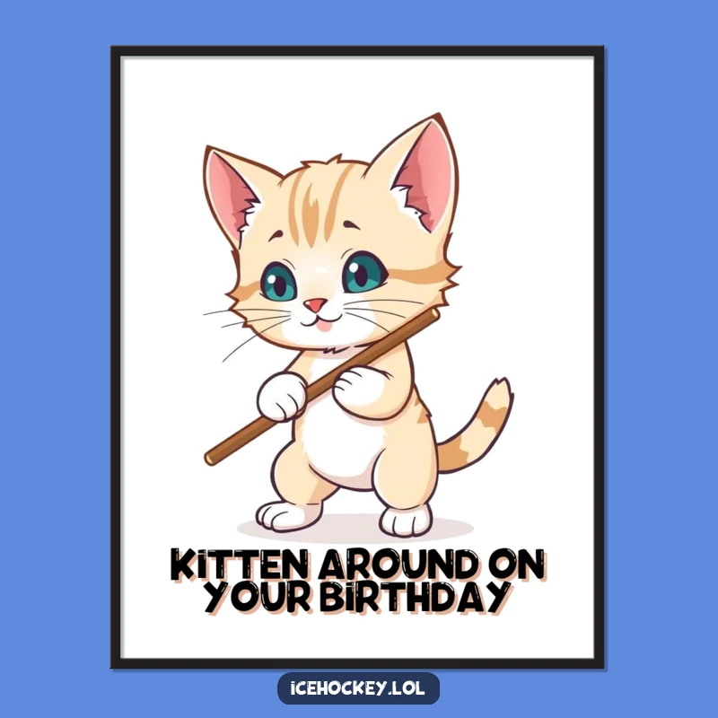 Funny Free Printable Wall Art: Wobbly Kitten Hockey Player Downloadable Art for Your Space