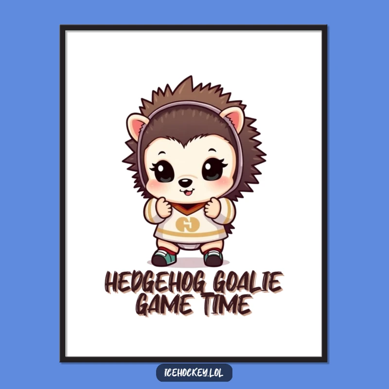 Free Printable Wall Art: Goalie Hedgehog, Funny Animal Decor, Downloadable Art
