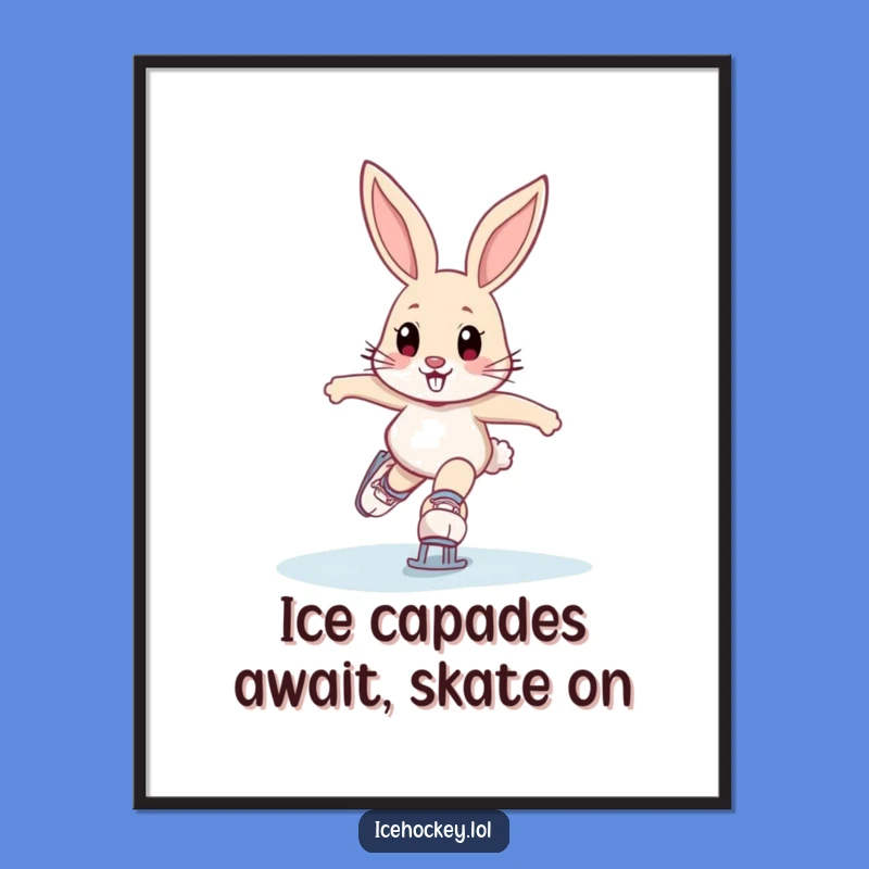 Free Printable Funny Wall Art: Determined Skating Bunny for Instant Download Humor