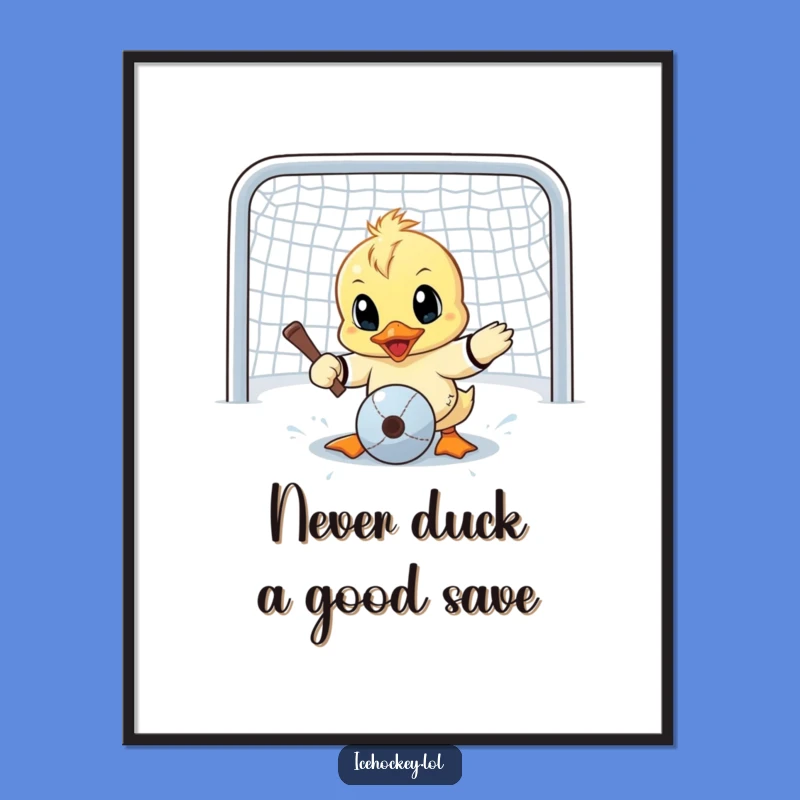 Funny Free Printable Wall Art: Duck Goalie Action Shot Downloadable Decor