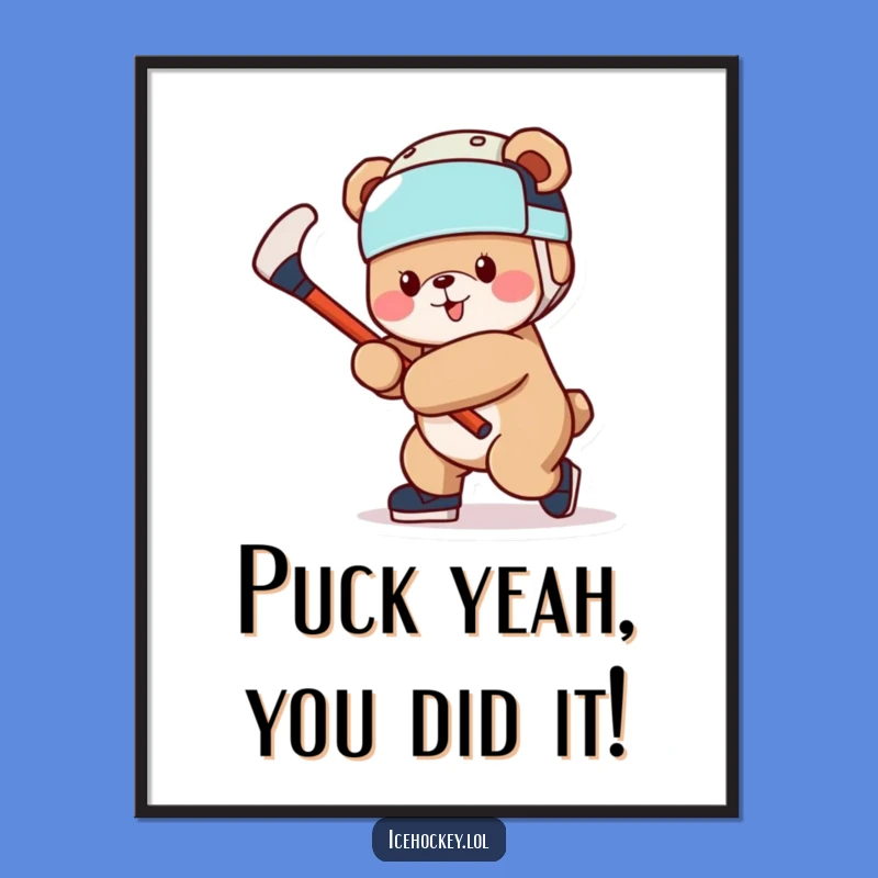 Free Printable Wall Art: Hockey Bear, Funny Downloadable Sports Decor