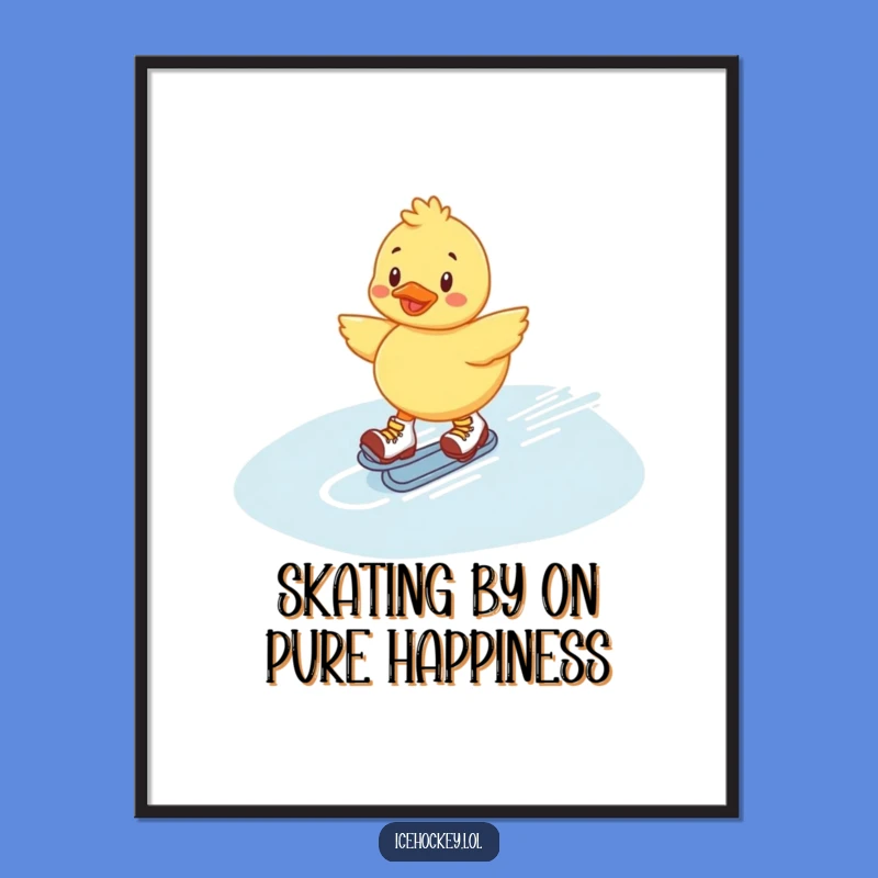 Free Printable Wall Art: Duckling Roller Skating - Funny Downloadable Art Gift
