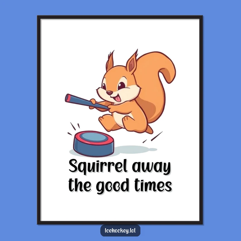 Funny Free Printable Wall Art: Squirrel's Phantom Puck Block - Whimsical Downloadable Decor!